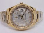 Yellow Gold Rolex Day-date II Watch Silver Arabic_th.jpg